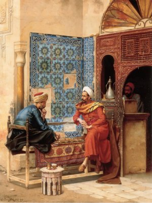 The Chess Game by Ludwig Deutsch Oil Painting