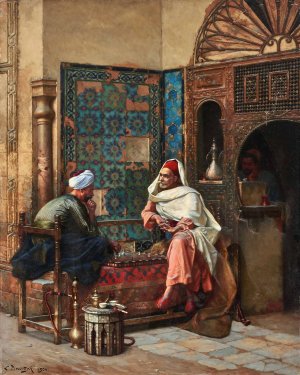 The Chess Players by Ludwig Deutsch Oil Painting