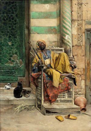 The Goza Smoker by Ludwig Deutsch Oil Painting