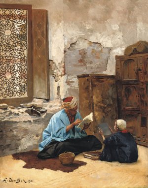The Lesson by Ludwig Deutsch Oil Painting
