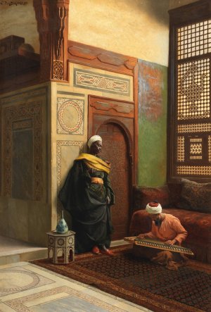 The Qanun Player by Ludwig Deutsch Oil Painting