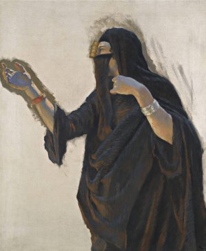 Veiled Lady by Ludwig Deutsch Oil Painting