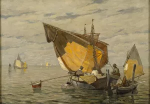 Fishing in the Lagoon by Ludwig Dill Oil Painting
