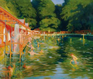 Schwimmbad by Ludwig Ferdinand Graf Oil Painting