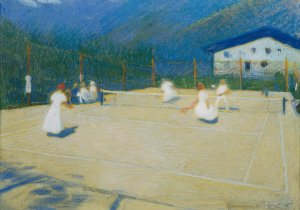 Tennisplatz In Gossensass by Ludwig Ferdinand Graf Oil Painting