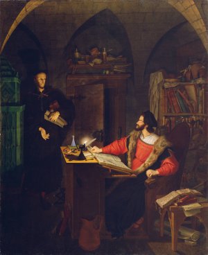 Faust und Mephisto in der Studierstube Beschworung Mephistos durch Faust by Ludwig Ferdinand Schnorr Von Carolsfeld Oil Painting