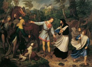 Rudolf von Habsburg und der Priester by Ludwig Ferdinand Schnorr Von Carolsfeld Oil Painting