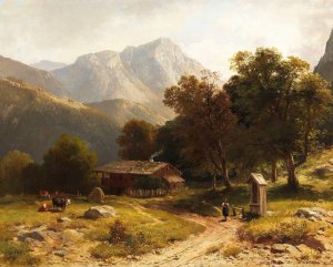 Sommerliche Alpenidylle by Ludwig Gebhardt Oil Painting