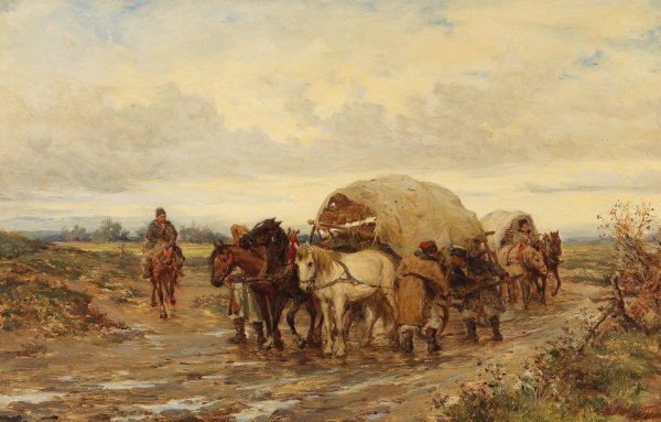 Main Product Photo of A Broken Wheel Painting by Ludwig Gedlek
