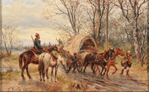 Eine Truppenverlegung by Ludwig Gedlek Oil Painting