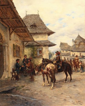 Rast der Reiter by Ludwig Gedlek Oil Painting