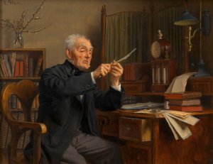 In der Schreibstube by Ludwig Gloss Oil Painting