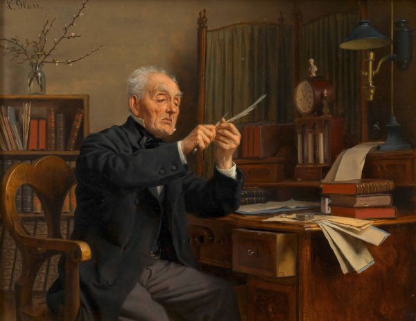 Main Product Photo of In der Schreibstube  Painting by Ludwig Gloss