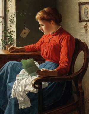 The Letter by Ludwig Gloss Oil Painting