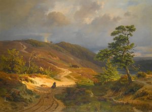 Rider In A Landscape by Ludwig Gurlitt Oil Painting