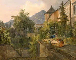 A Garden Idyll by Ludwig Halauska Oil Painting