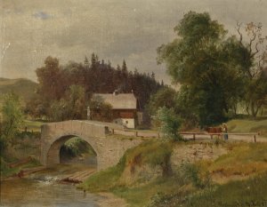 Bauernhaus an der Steinbruck by Ludwig Halauska Oil Painting