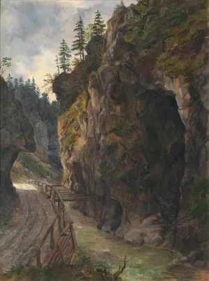 Felsenschlucht by Ludwig Halauska Oil Painting