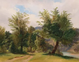 Landscape with Rivere by Ludwig Halauska Oil Painting