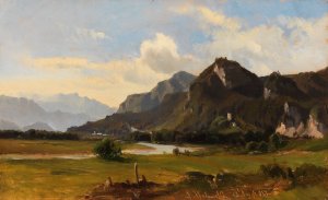 Landschaft bei Flintsbach am Inn by Ludwig Halauska Oil Painting