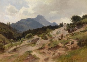 Partie aus Mittenwald am Karwendelgebirge by Ludwig Halauska Oil Painting