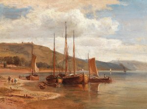 Rheinufer bei Lorch by Ludwig Halauska Oil Painting