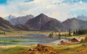 The Plansee in Tyrol by Ludwig Halauska Oil Painting