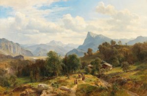 View of the Alps from Maienfeld in Graubunden towards Liechtenstein by Ludwig Halauska Oil Painting