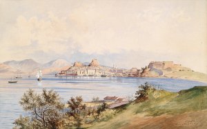 Blick auf die Stadt Corfu by Ludwig Hans Fischer Oil Painting