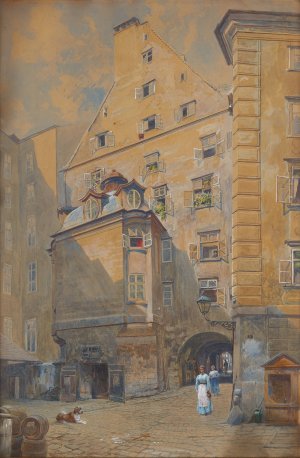 Der Dreifaltigkeitshof in Wien by Ludwig Hans Fischer Oil Painting