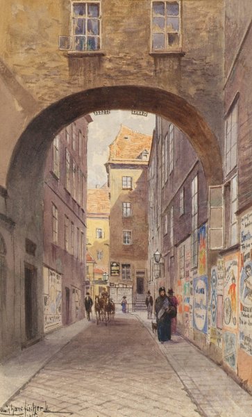 Die Backerstrase in Wien  by Ludwig Hans Fischer - Hand-Painted Oil Painting Reproduction