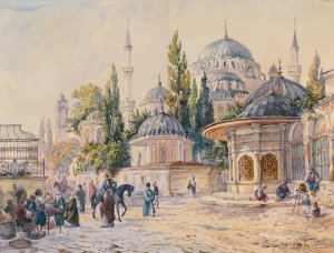 The Sehzade Mosque in Laleli, Istanbul by Ludwig Hans Fischer Oil Painting