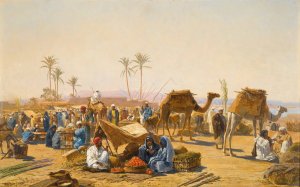 The street market by Ludwig Hans Fischer Oil Painting