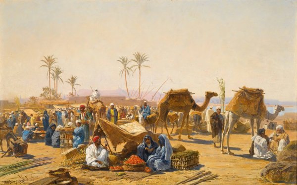 The street market by Ludwig Hans Fischer - Hand-Painted Oil Painting Reproduction