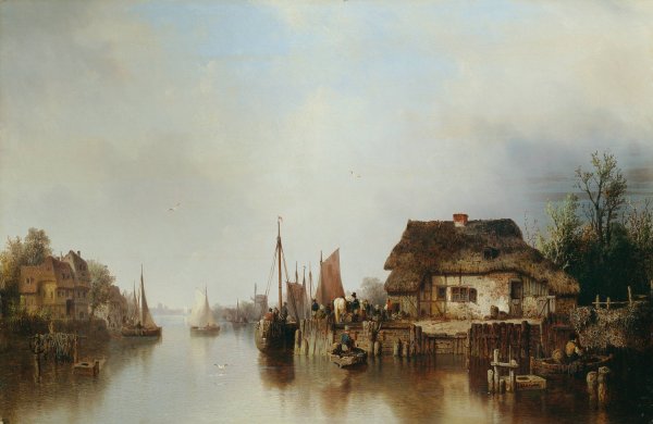Scheldeufer  by Ludwig Hermann - Hand-Painted Oil Painting Reproduction