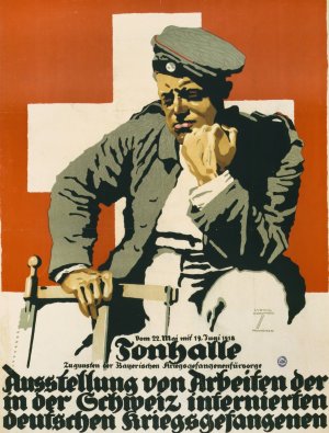 Tonhalle … Ausstellung von Arbeiten der in der Schweiz internierten deutschen Kriegsgefangenen by Ludwig Hohlwein Oil Painting
