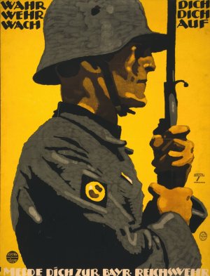 Wahr dich, Wehr dich, Wach auf. Melde dich zur Bayr. Reichswehr by Ludwig Hohlwein Oil Painting