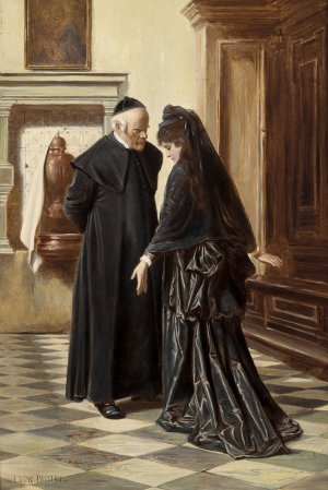 Ein ernstes Gesprach by Ludwig Johann Passini Oil Painting