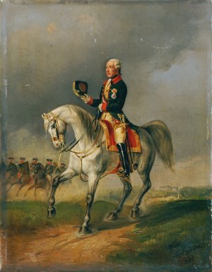 Kaiser Joseph II. reitend by Ludwig Johann Passini Oil Painting