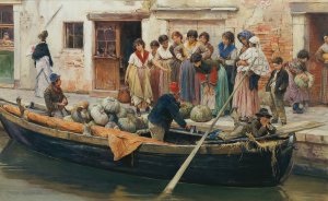 Kurbisverkaufer in Chioggia Oil painting by Ludwig Johann Passini