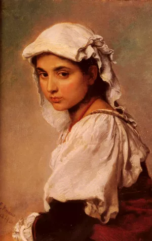 A Portrait of a Tyrolean Girl Oil painting by Ludwig Knaus