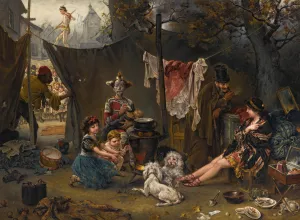 Behind The Scenes by Ludwig Knaus Oil Painting