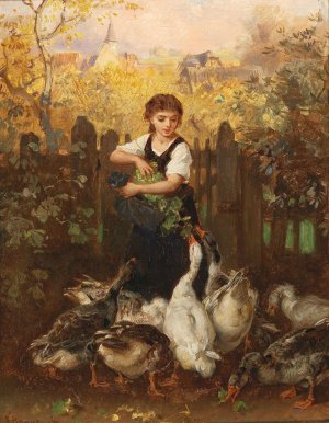 Cake at Teatime by Ludwig Knaus Oil Painting