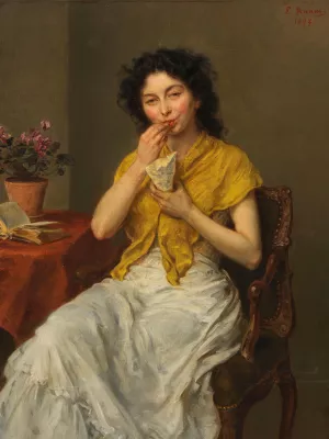 Die Naschkatze by Ludwig Knaus Oil Painting