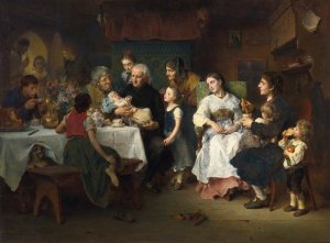 Die Taufe by Ludwig Knaus Oil Painting