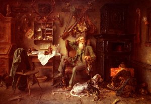 Ein Forsterheim by Ludwig Knaus Oil Painting