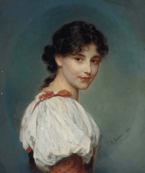 Italian Girl by Ludwig Knaus Oil Painting