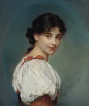 Italian Girl by Ludwig Knaus Oil Painting