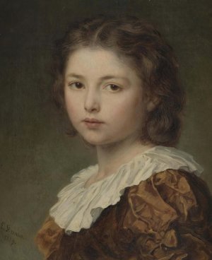 Portrait Of A Young Girl by Ludwig Knaus Oil Painting