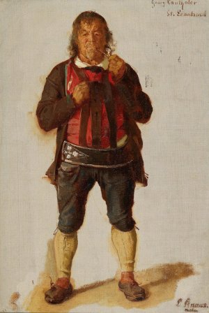 Portrait of Georg Lanthaler, St. Leonhard by Ludwig Knaus Oil Painting